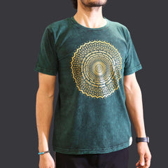 Nomad Sari Stonewashed Cotton T-Shirt - Mandala - Green - Medium product image 2