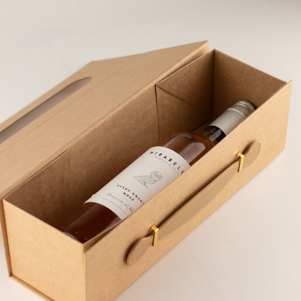 Flat Pack Gift Box - Wine Box Shape (33.5x10x10.5cm) - Brown Craft - product image 2
