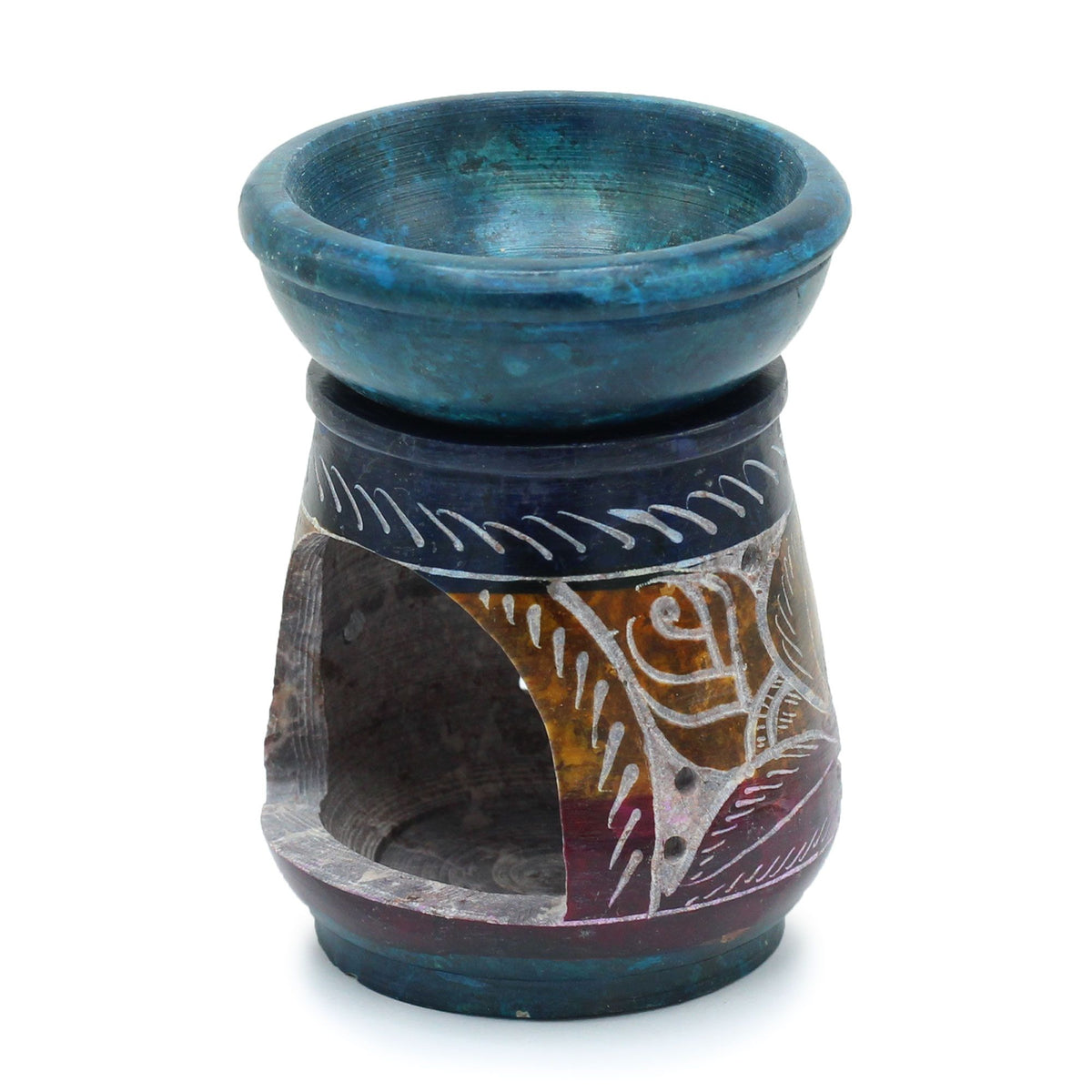 Small Coloured Soapstone Oil Burner 8cm - Flower product image 2
