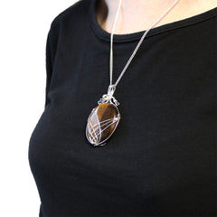 Swirl Wrapped Gemstone Necklace - Tiger Eye product image 3