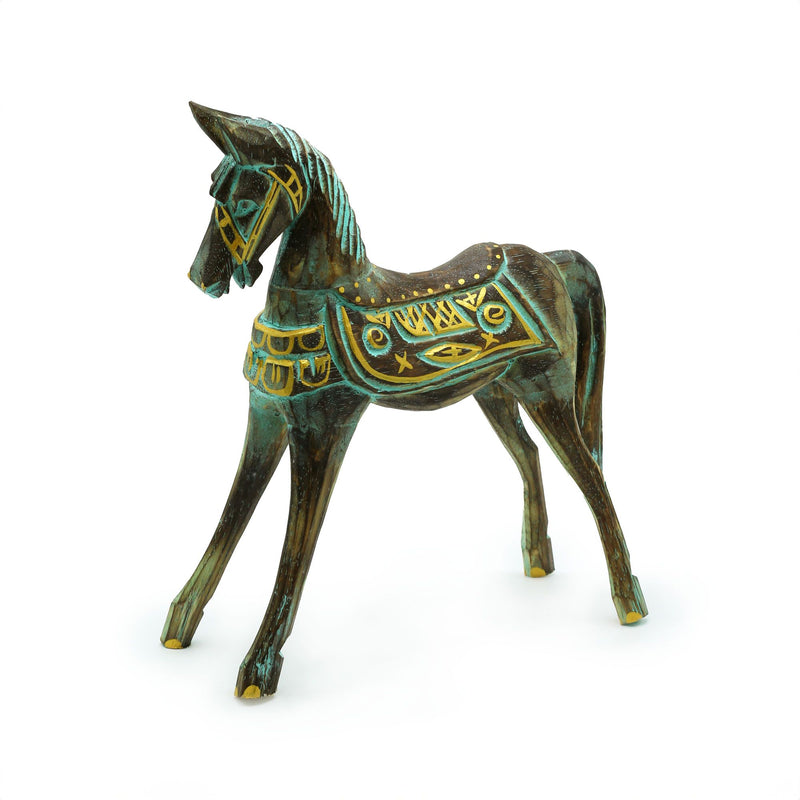 Medium Gold & Turquoise Horse 25 cm product image