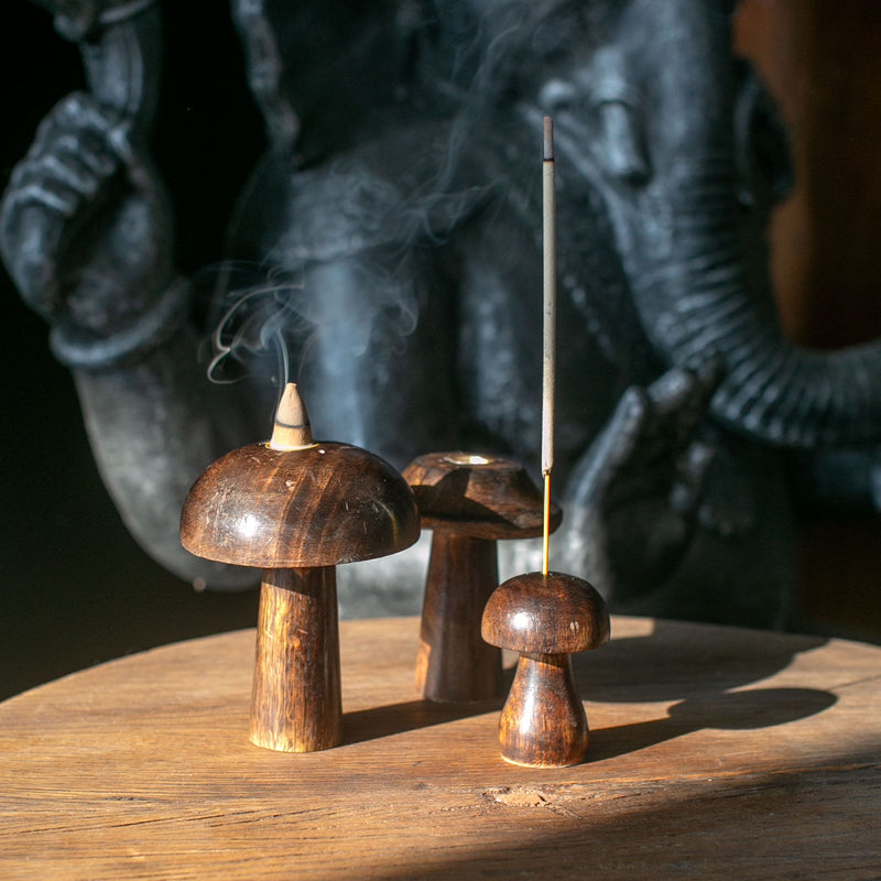 Set of 3 Mini Incense Mushrooms (8cm 7cm 6.5cm) product image