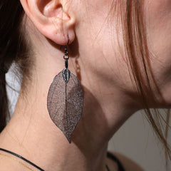Necklace & Earring Set - Bravery Leaf - Pewter product image 4