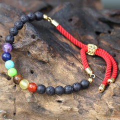 18K Gold Plated Gemstone Royal String Bracelet - Lava Stone Chakra product image 3