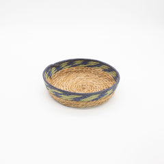 Straw & Seagrass Tray Baskets - Natural Green & Blue- Set of 3 product image 6