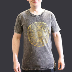 Nomad Sari Stonewashed Cotton T-Shirt – Mandala – Dark Grey – Small product image