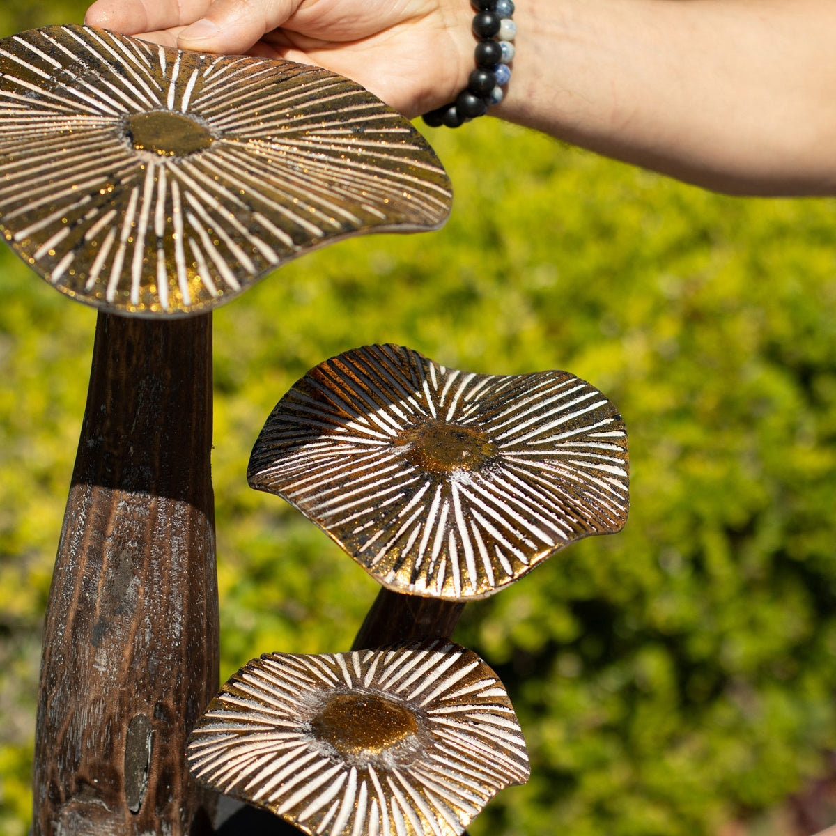 Large Golden Mushroom Art - 32cm - Natural product image 3