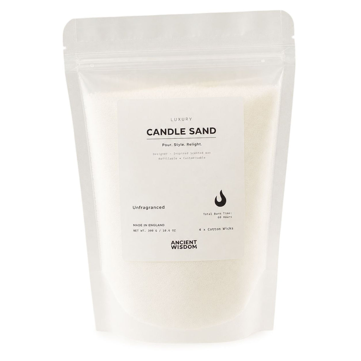 Unfragranced Candle Sand - White - 300g - product image 3