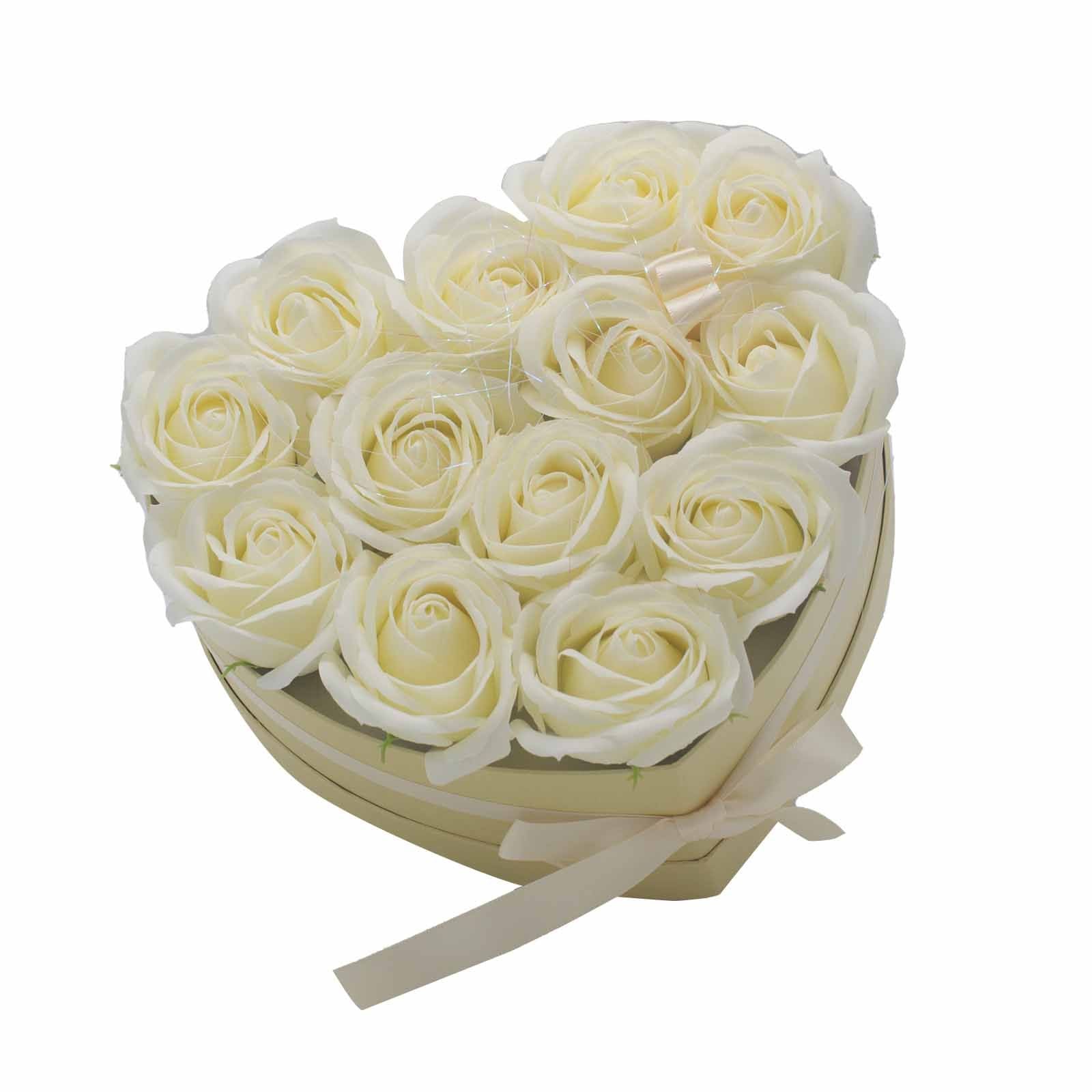 Soap Flower Gift Bouquet - 13 Cream Roses - Heart product image