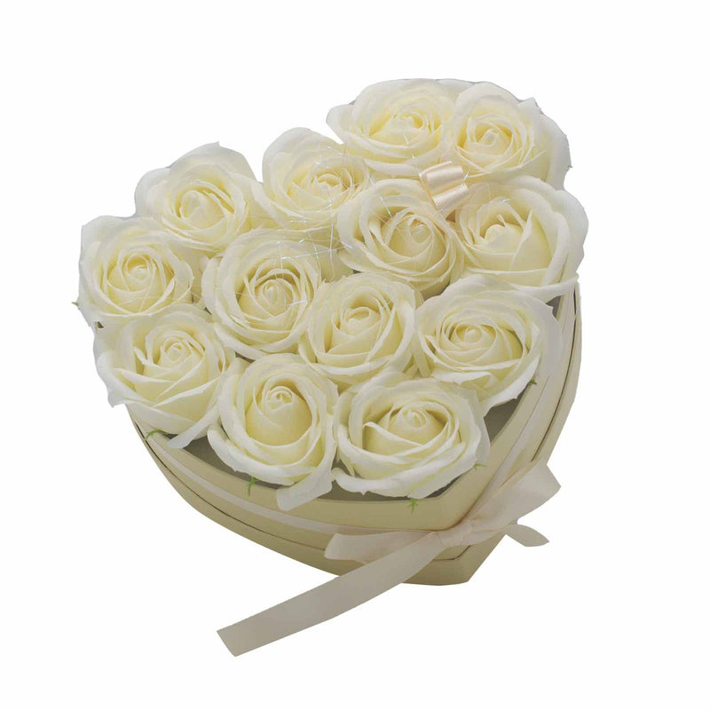 Soap Flower Gift Bouquet - 13 Cream Roses - Heart product image