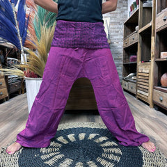 Yoga and Festival Pants - Thai Fisherman Mandala Mantra on Purple product image 4