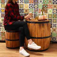 Beer Barrel Table – Natural Wood 60 x 48.5 cm product image 4