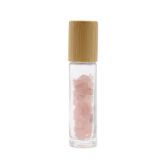 Gemstone Essential Oil Roller Bottle - Rose Quartz - Wooden Cap product image 2
