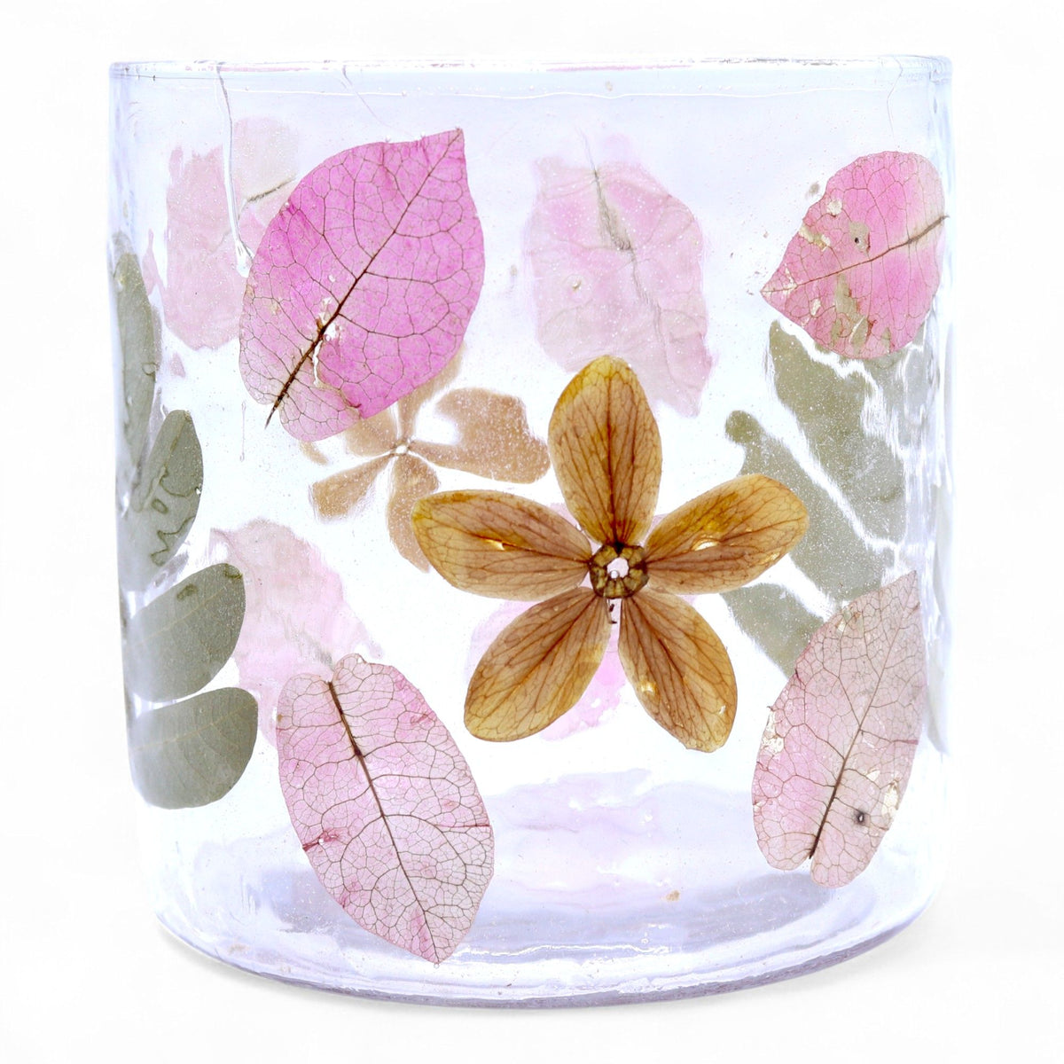 Natural Floral Glass - Straight Candle Holder - Primavera - (8x8cm) product image 2