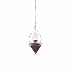 Gemstone Lantern of Life Pendulum - Amethyst & Rock Quartz product image 2