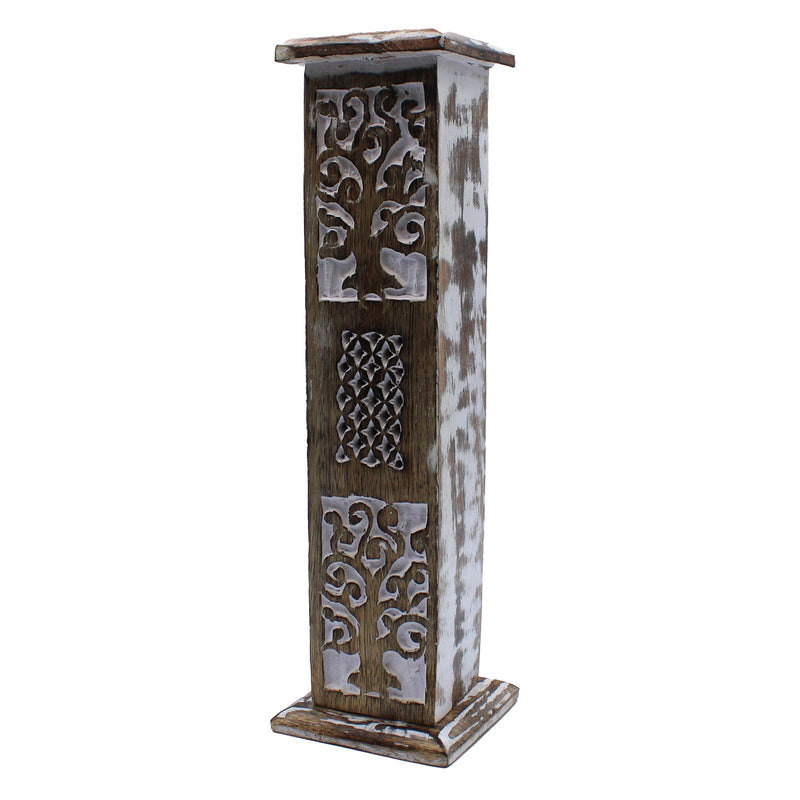 White Washed Incense Holder - Smoke Tower product image