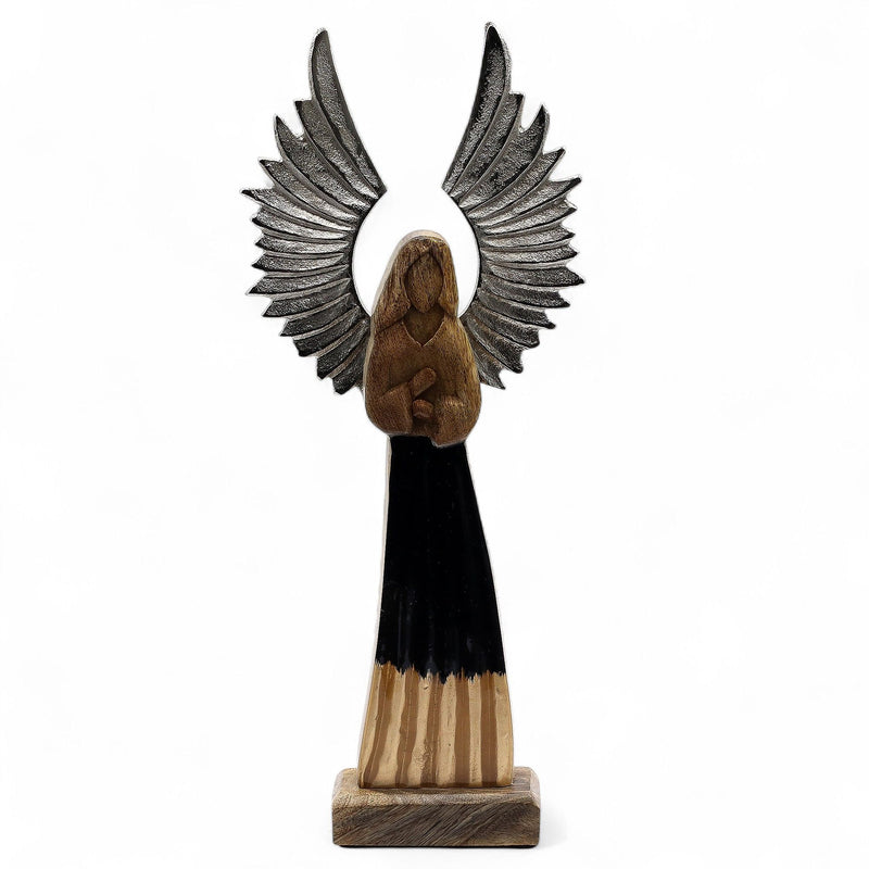 Large Mango Wood Gardian Angel Metal Wings & Enamel Detail product image