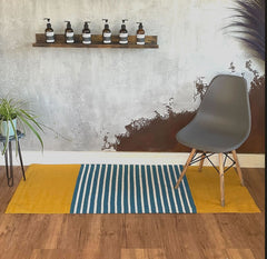 Indian Cotton Rug - 70x170cm - Yellow/ Blue product image 4