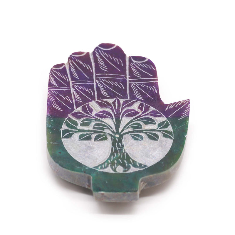 Soapstone Med Hamsa Incense Holder - Tree of Life product image
