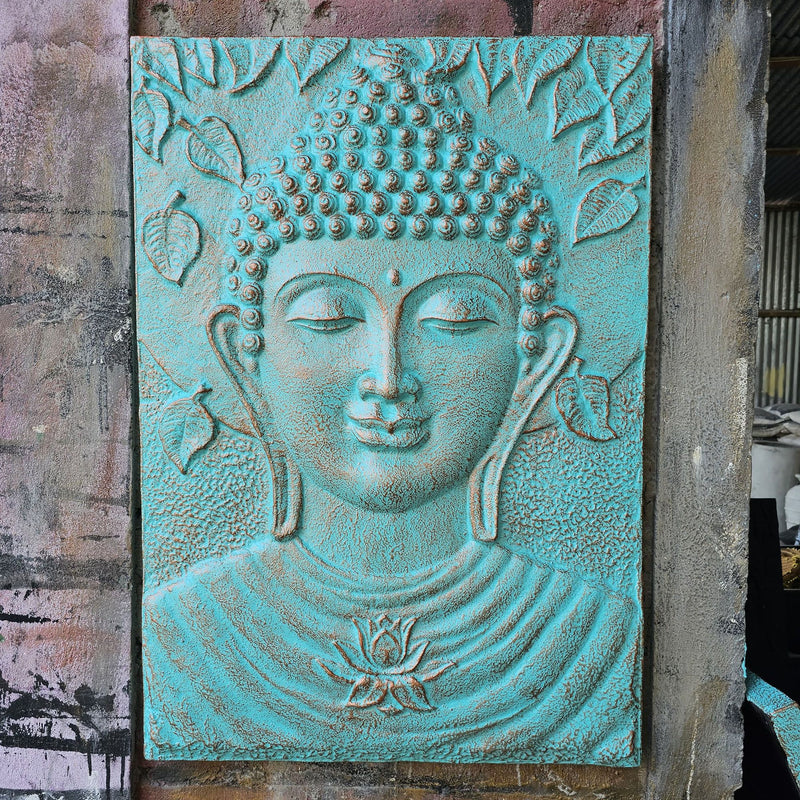 Large Buddha Iron Frame Turquoise Relief - 0.7x1m product image