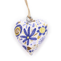 Lrg Decor Wood Heart - Blue Floral product image 2