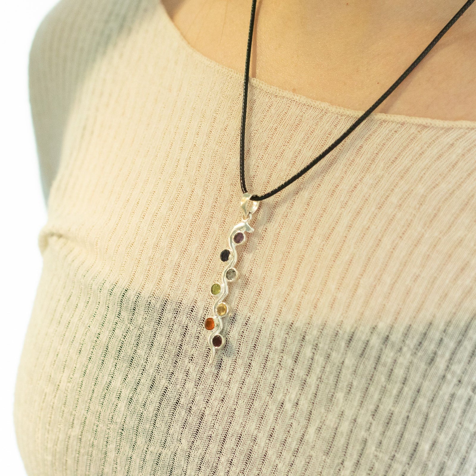 Indian Devotional Pendant - Silver Plated (45cm Cord)- Snake Chakra product image