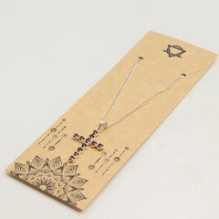 Indian Devotional Pendant - Silver Plated (45cm Chain)- Garnet Crucifix product image 6