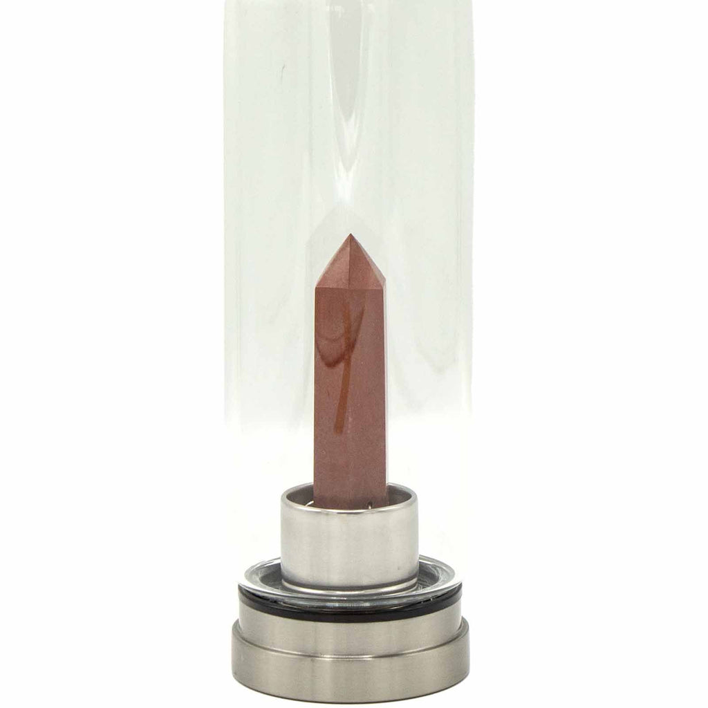 Crystal Infused Glass Water Bottle - Invigorating Red Jasper - Obelisk - product image 3