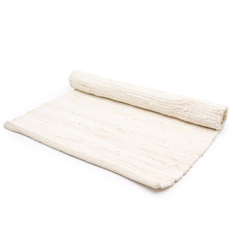 Large Indian Handloom Cotton Rug - Cream product image