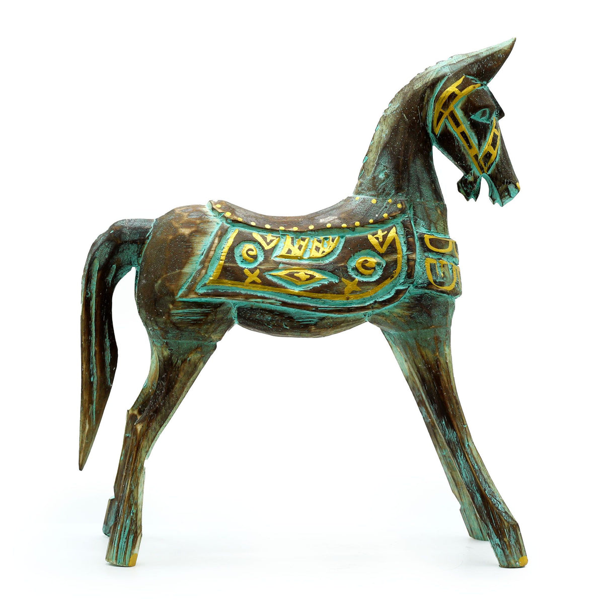 Large Gold & Turquoise Horse 32 cm product image 3