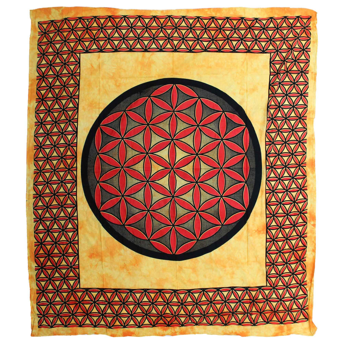 Double Cotton Bedspread + Wall Hanging - Flower of Life - Orange product image