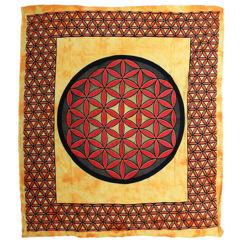 Double Cotton Bedspread + Wall Hanging - Flower of Life - Orange product image