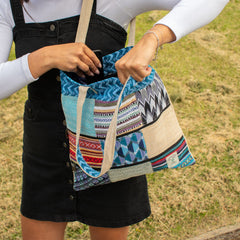 Patchwork Kathmandu Tote Bag - Dhaka Design (37x38cm)