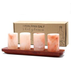 Set of 4 Himalayan Salt Shot Glasses & Wood Serving Stand product image 6