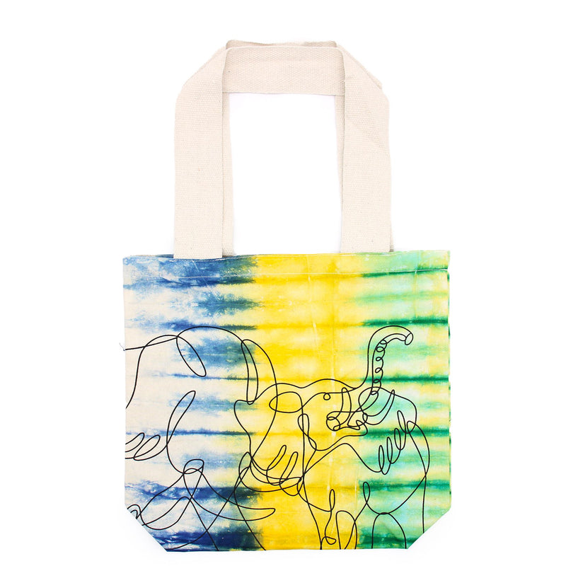 Tye-Dye Cotton Bag (6oz) - 38x42x12cm - Elephants - Multi - Natural Handle product image