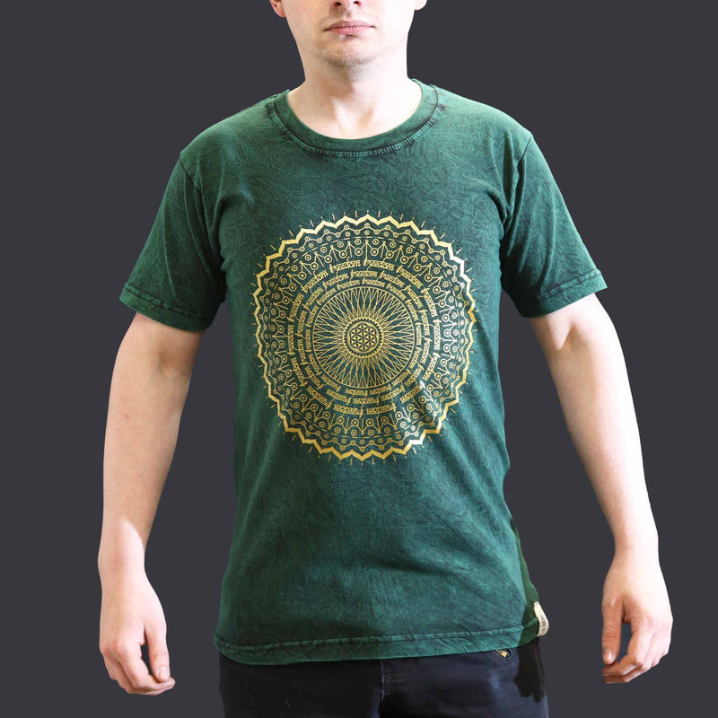 Nomad Sari Stonewashed Cotton T-Shirt – Mandala – Green – Small product image