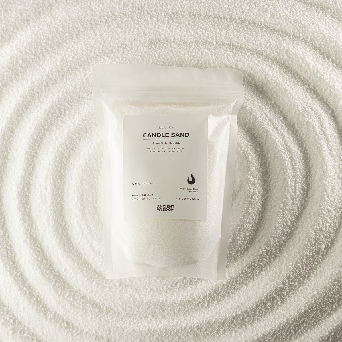 Unfragranced Candle Sand - White - 300g - product image 5