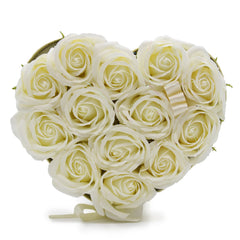 Soap Flower Gift Bouquet - 13 Cream Roses - Heart product image 2