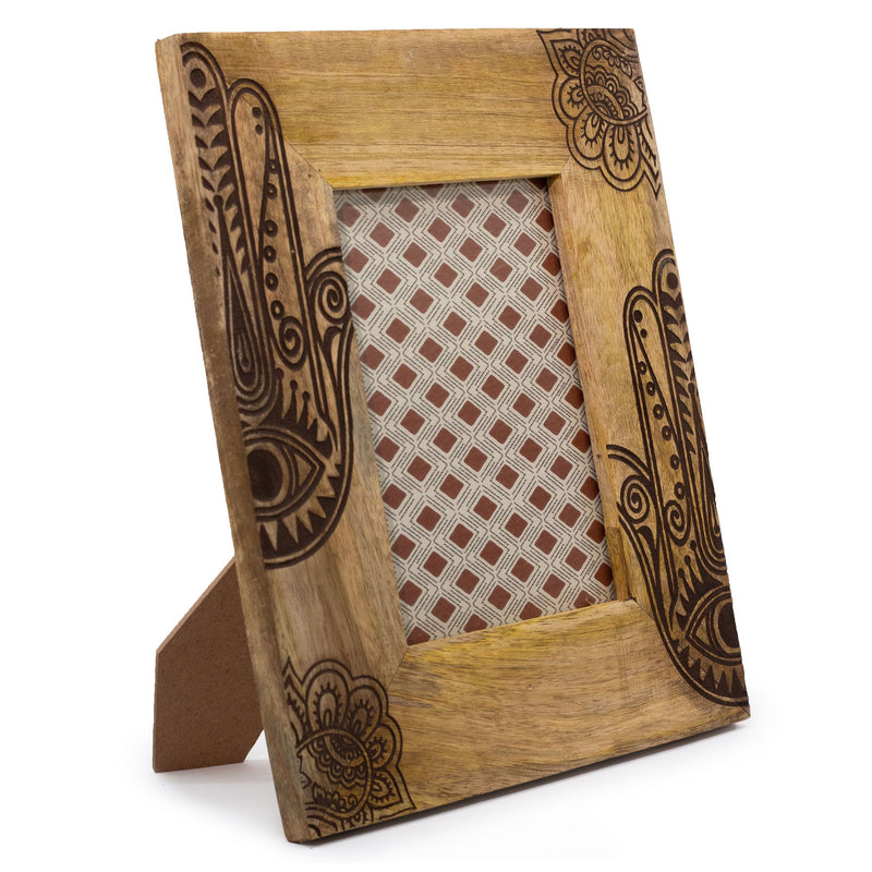 Lrg Mango Wood Picture Frame (for 13x18cm) 28x23x2cm - Hamsa - Black product image