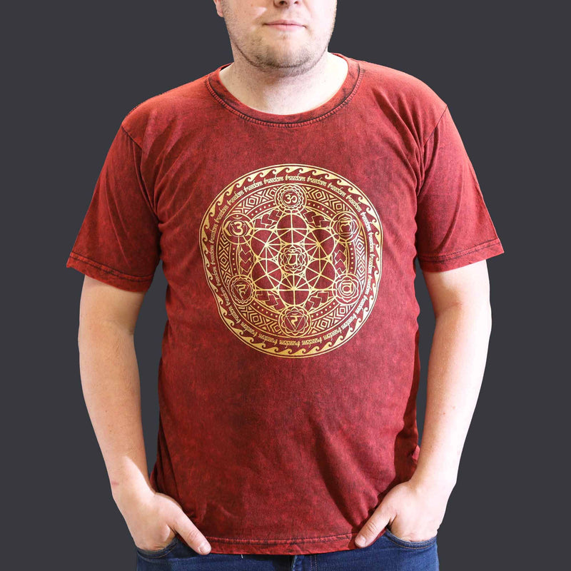 Nomad Sari Stonewashed Cotton T-Shirt – Chakra – Maroon – XL product image