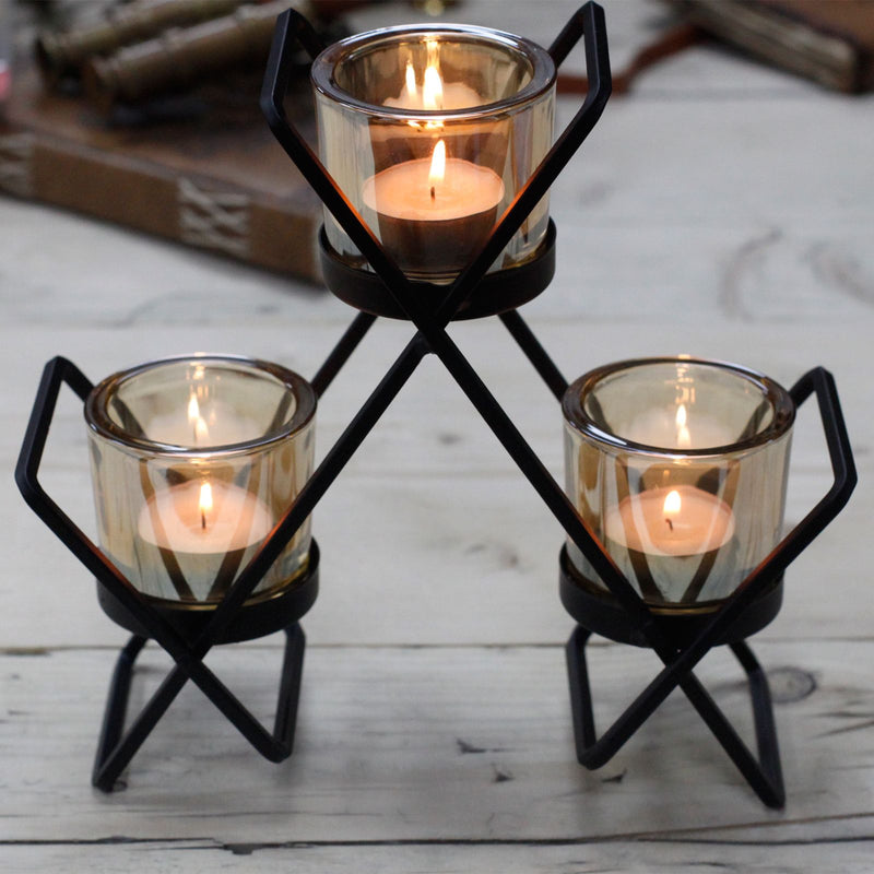 Centrepiece Iron Votive Candle Holder - 3 Cup Triangle product image