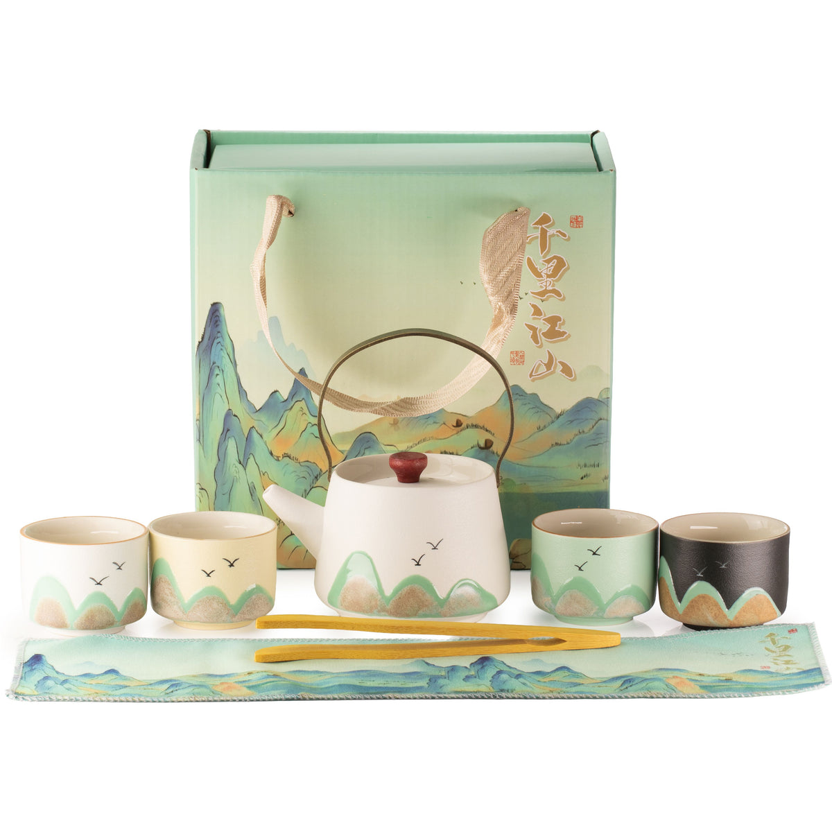 Thousand Miles - Tea Set - Four Cups - Ceremonial Cloth & Bamboo Grip - product image 4