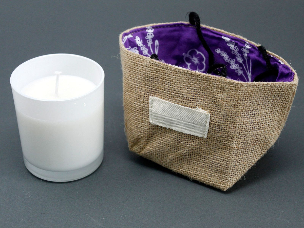 Natural Jute Cotton Gift Bag - Lavender Lining - Medium - product image 5