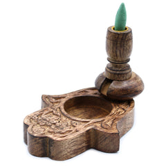 Sm Mango Wood Backflow Burner - Hamsa product image 6