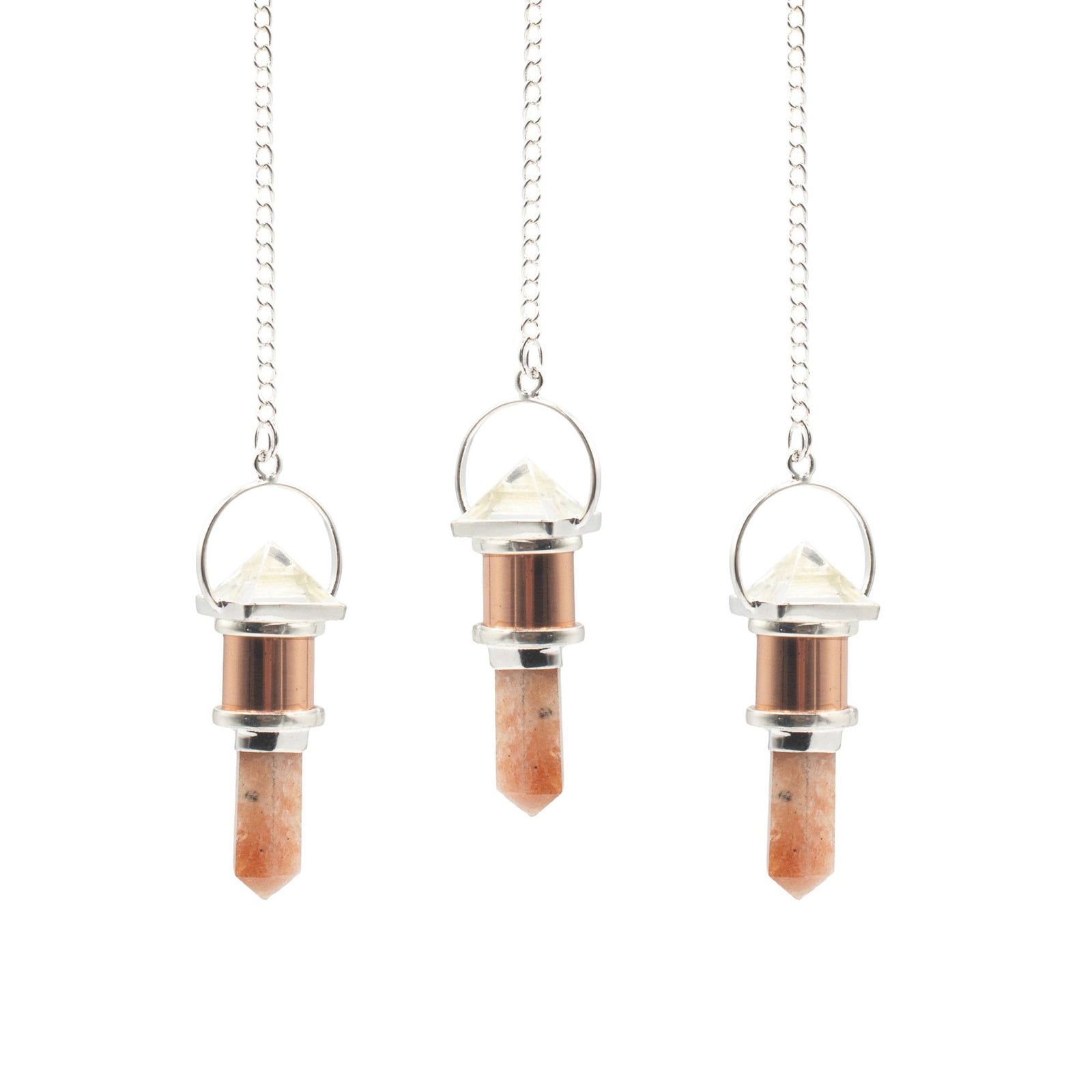 The Moon Chamber- Combo Piece Copper Pendulum - Clear Quartz & Sunstone product image