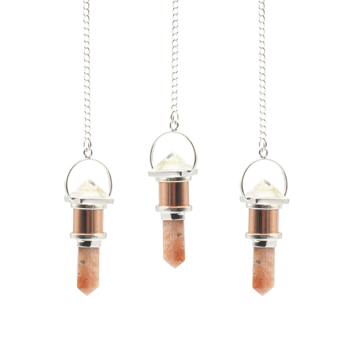 The Moon Chamber- Combo Piece Copper Pendulum - Clear Quartz & Sunstone product image