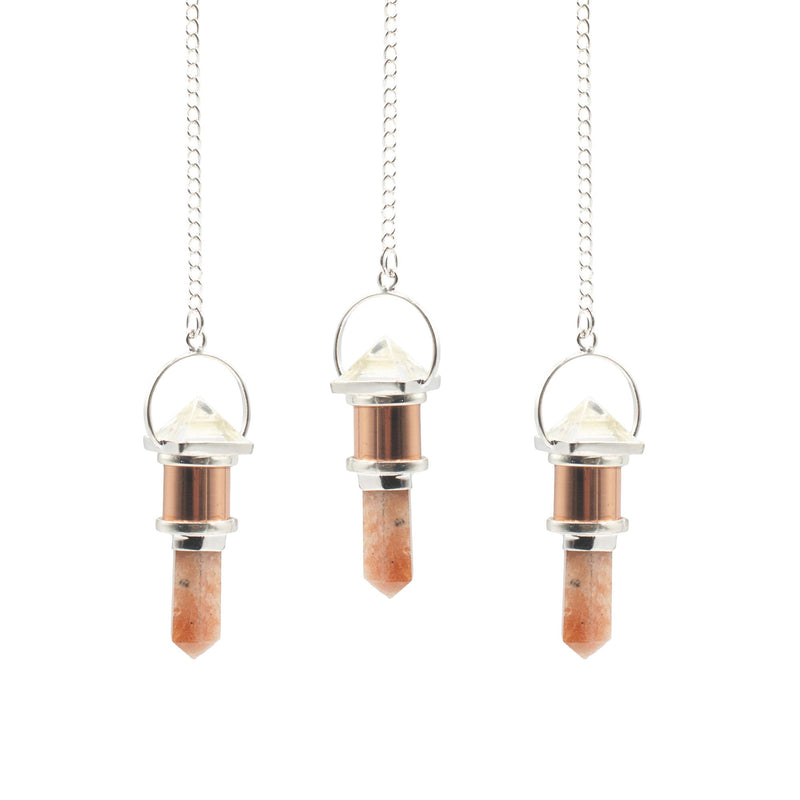 The Moon Chamber- Combo Piece Copper Pendulum - Clear Quartz & Sunstone product image