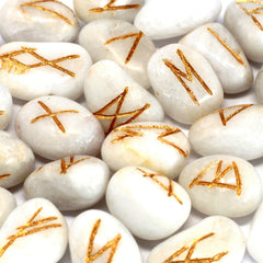 Runes Stone Set in Pouch - White Agate product image