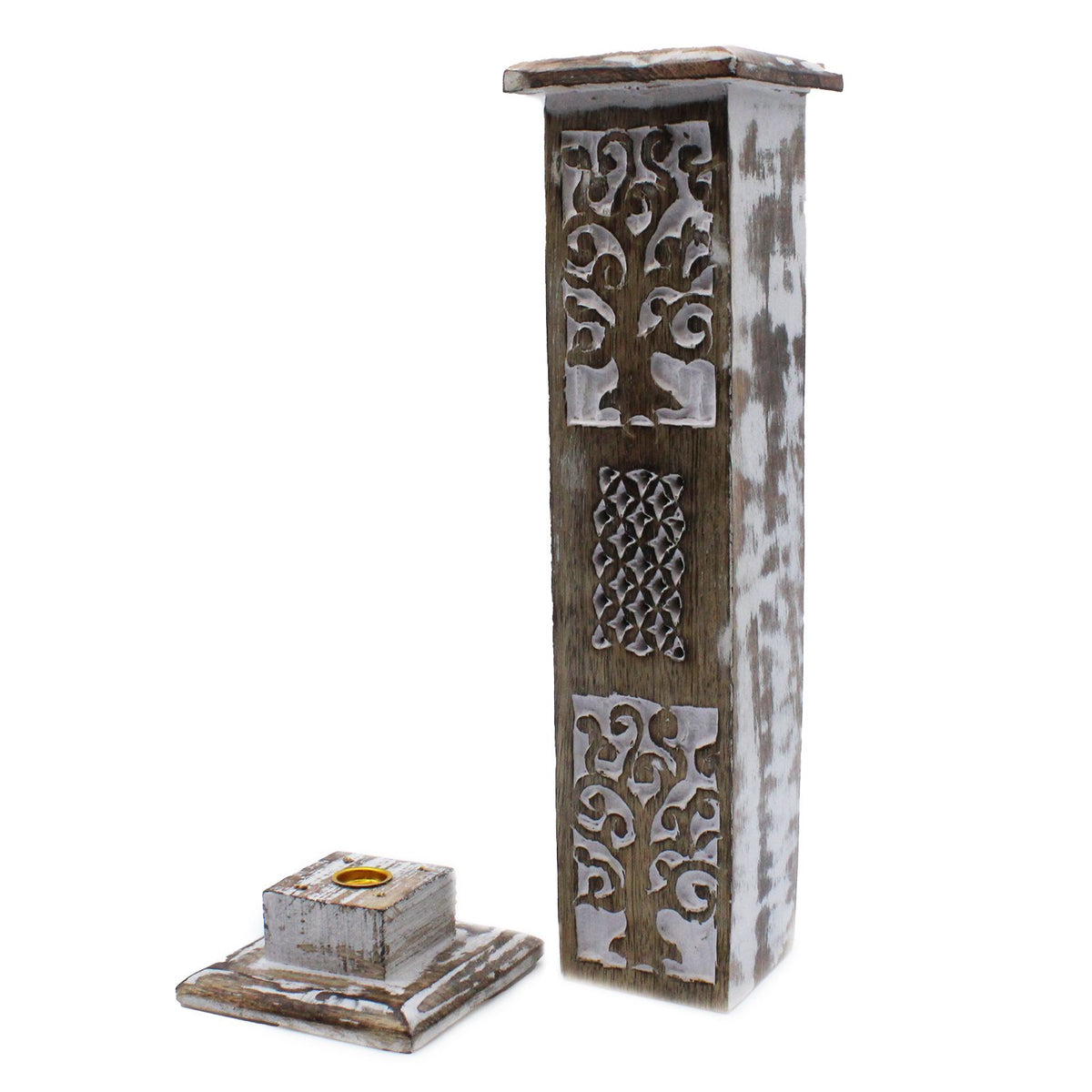 White Washed Incense Holder - Smoke Tower product image 4