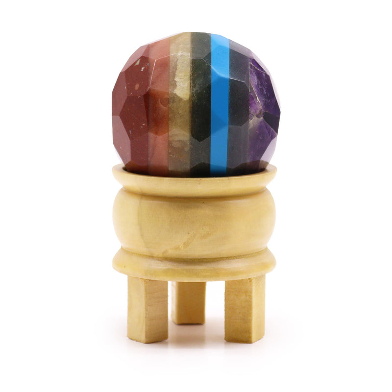 Gemstone Faceted Healing Ball & Stand - Seven Chakra product image
